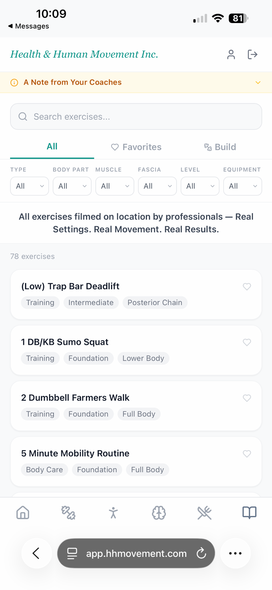 Everyone’s an Athlete app wellness screen